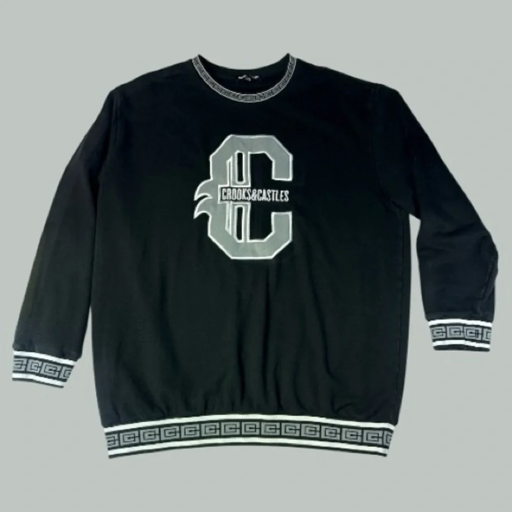 Crooks & Castles Black and Gray Crewneck Sweater Size 5XL